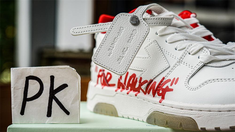 PK GOD OFF-WHITE Out Of Office OOO Low Tops For Walking White White Red FW21 RETAIL MATERIALS READY TO SHIP